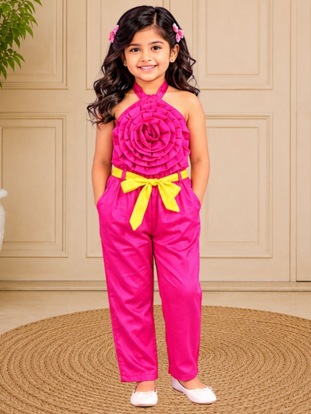 Girls Stylish 3D Flower Rose Co-Ord Outfit