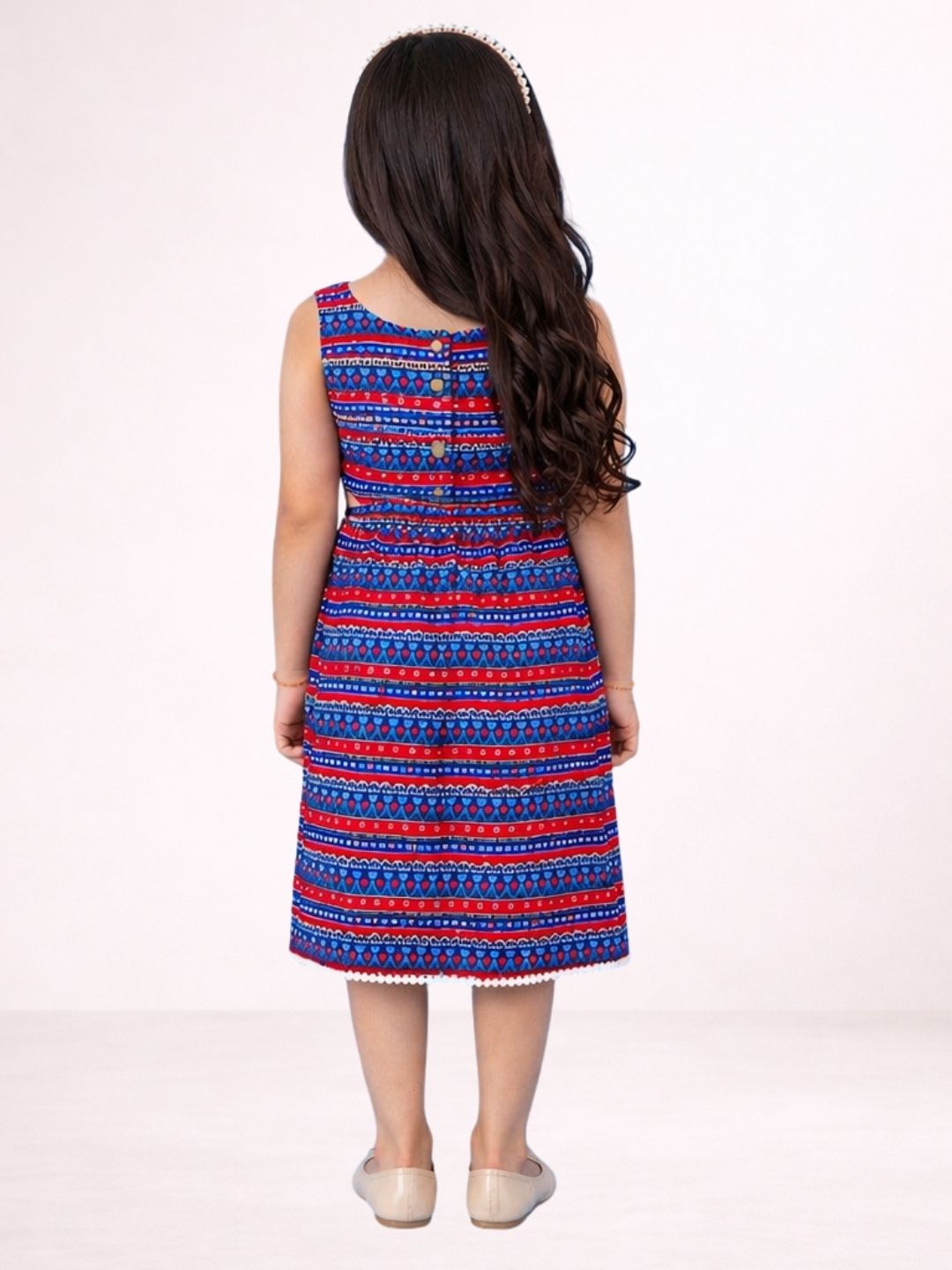 Girls Printed Rayon Sleeveless Summer Frocks