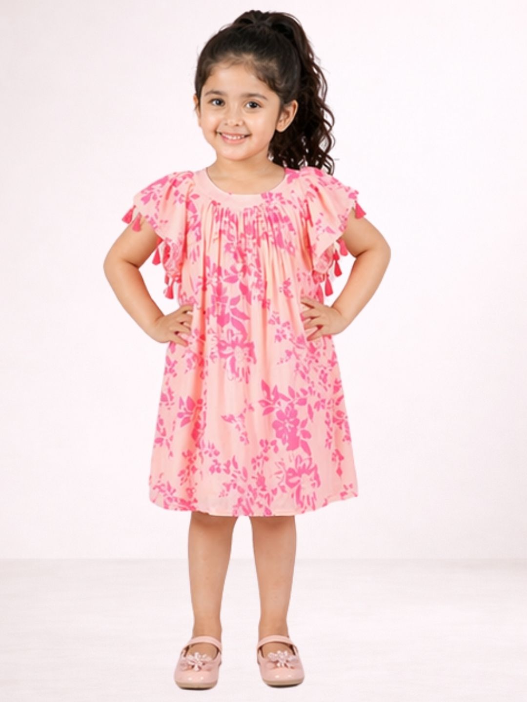 Girls Cotton Floral Print Sleeveless Party Dress