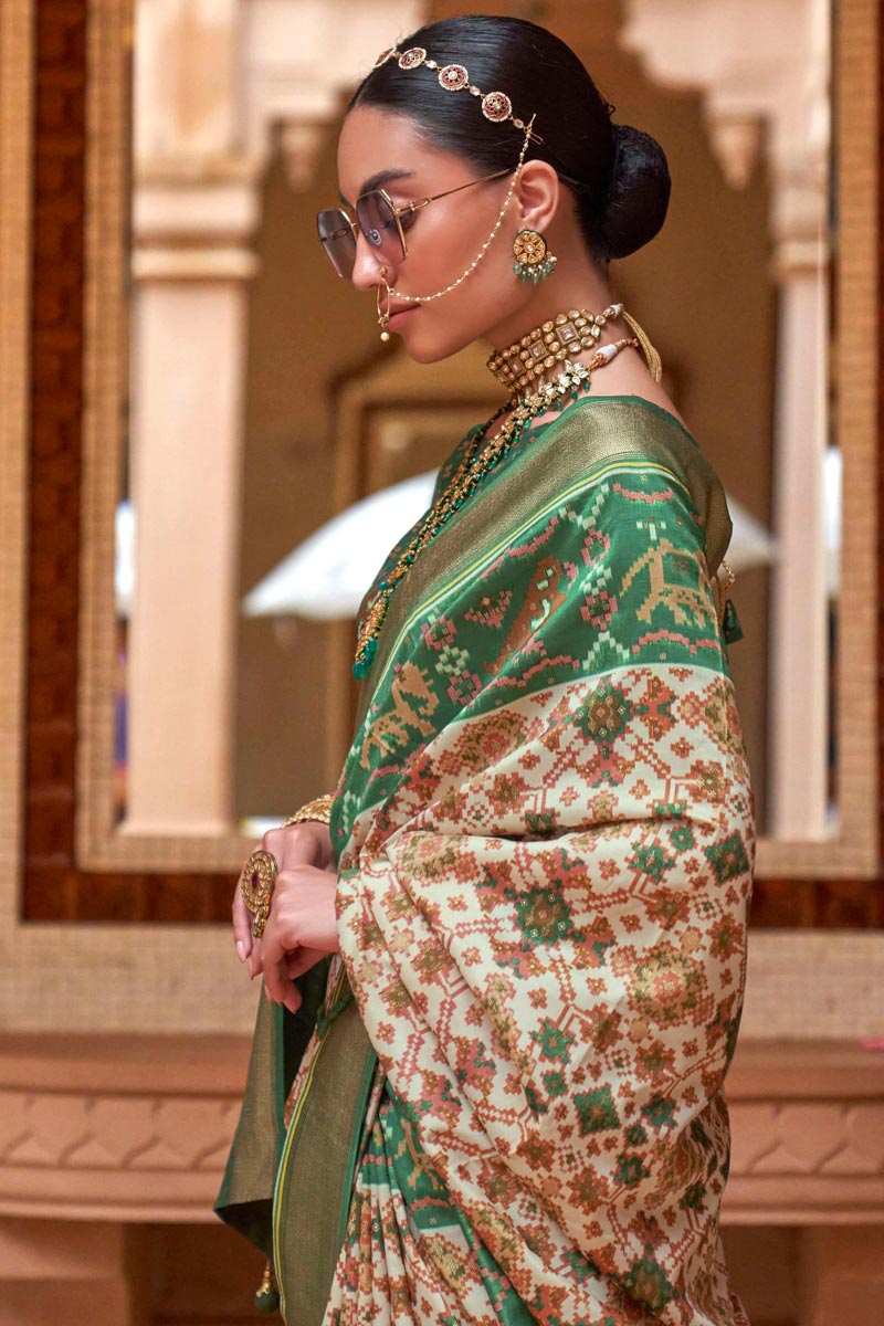 Green Function Wear Patola Silk Enticing Saree