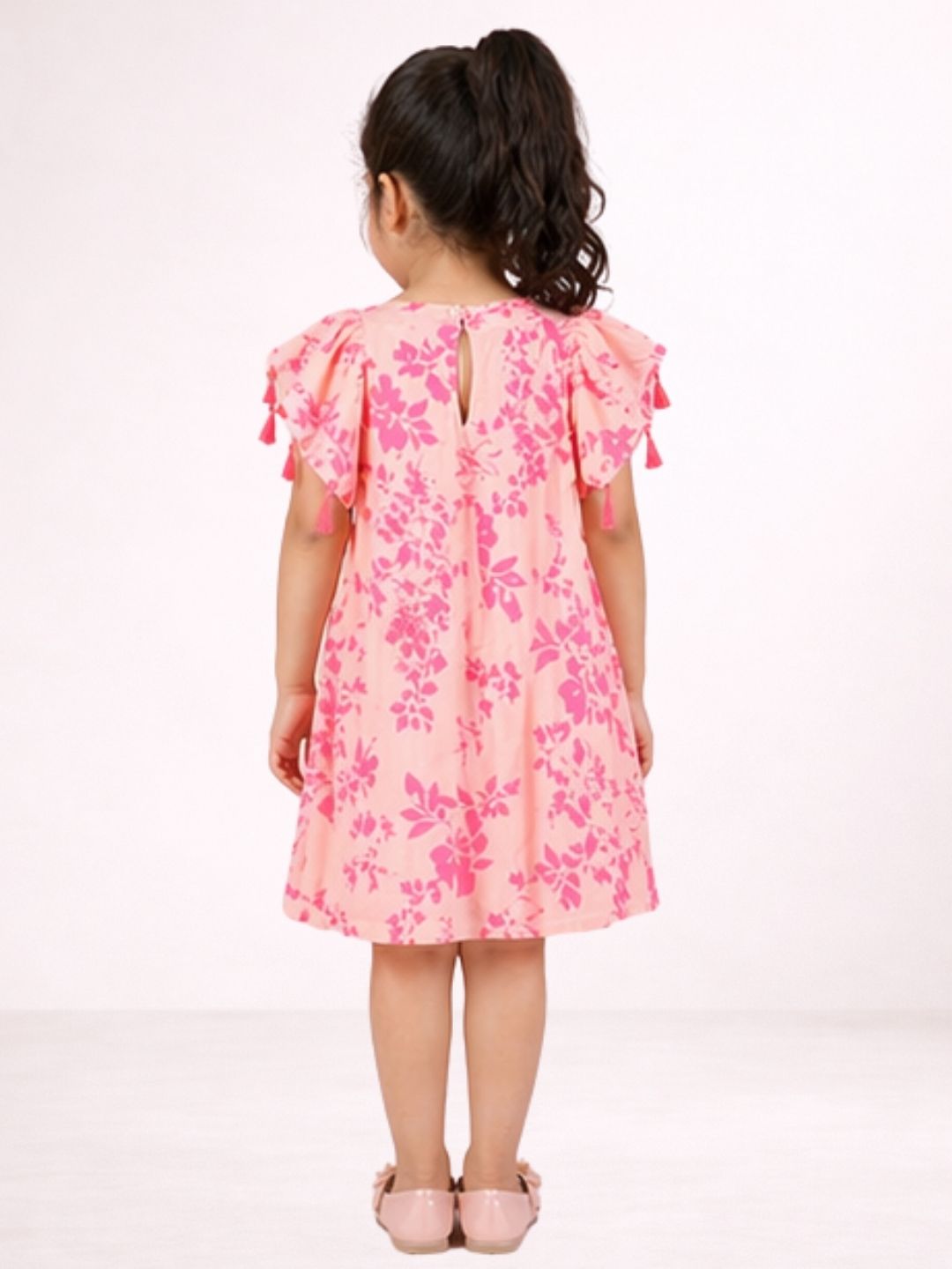 Girls Cotton Floral Print Sleeveless Party Dress