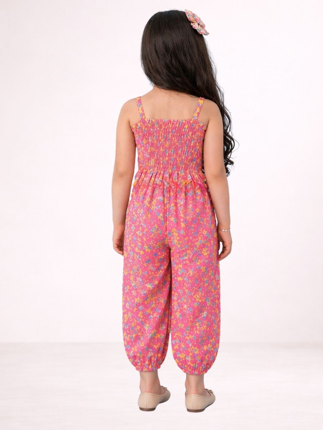 Girls Rayon Designer Sleeveless Printed Jumpsuit