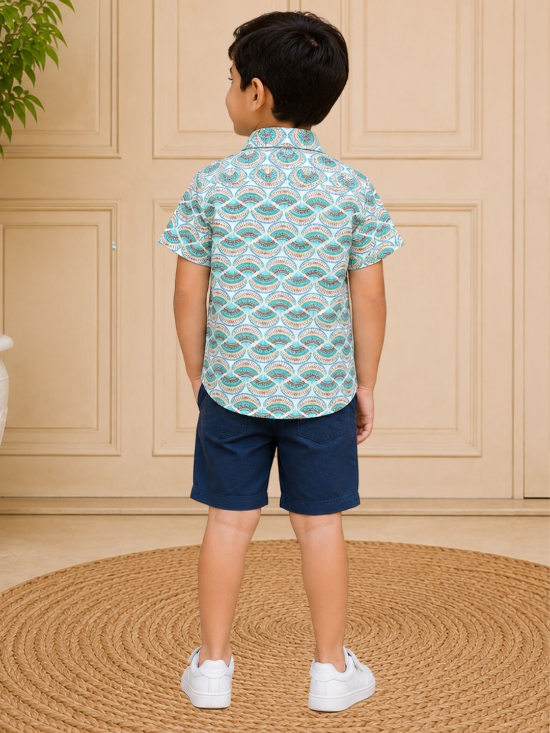 Kids Green Printed Stylish Shirt For Boys