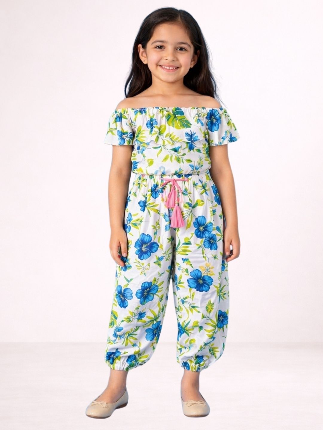 Kids Rayon Short Sleeve Printed Top And Pant Set