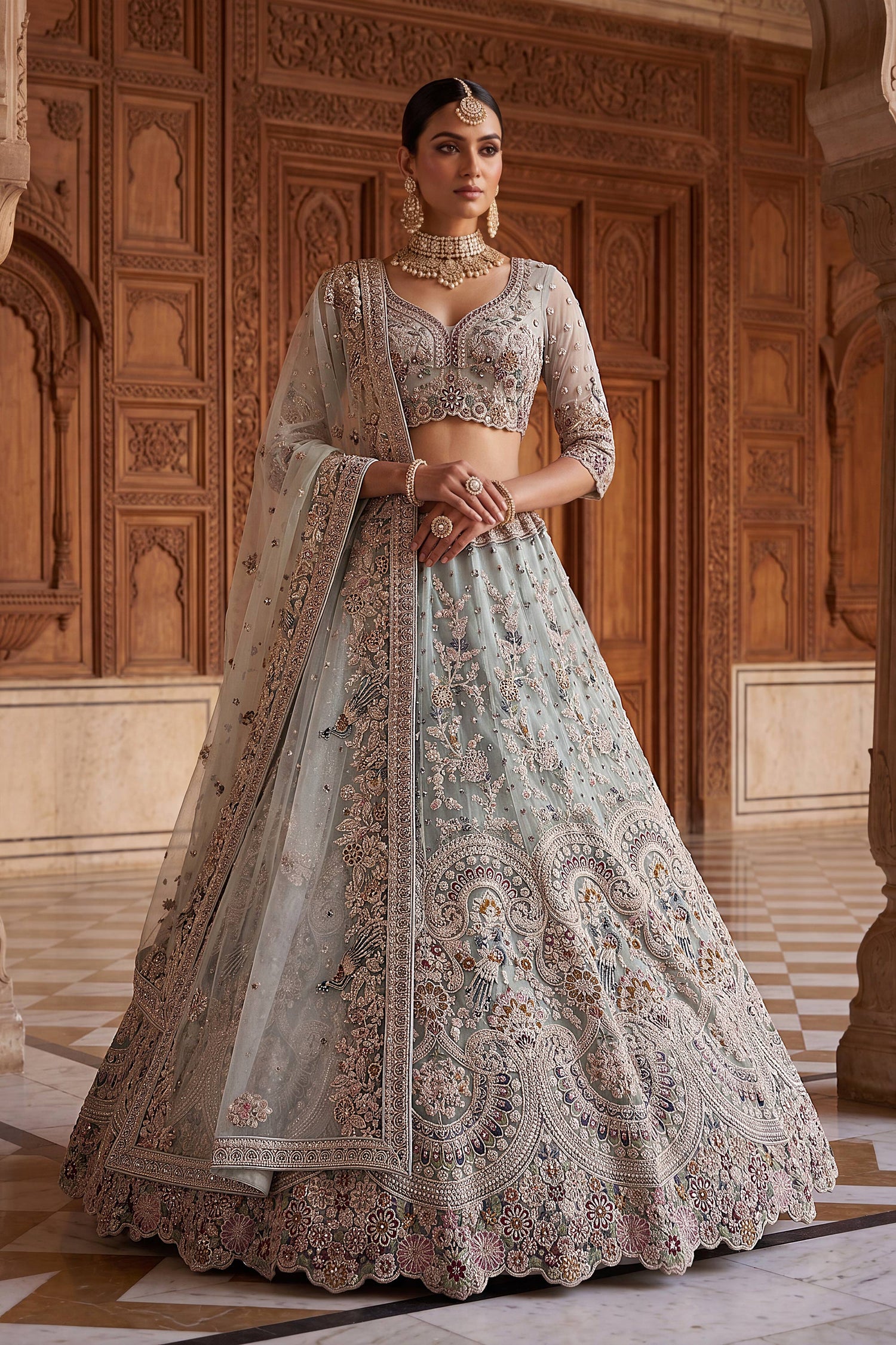 Embroidered Sangeet Function Sky Blue Lehenga Choli