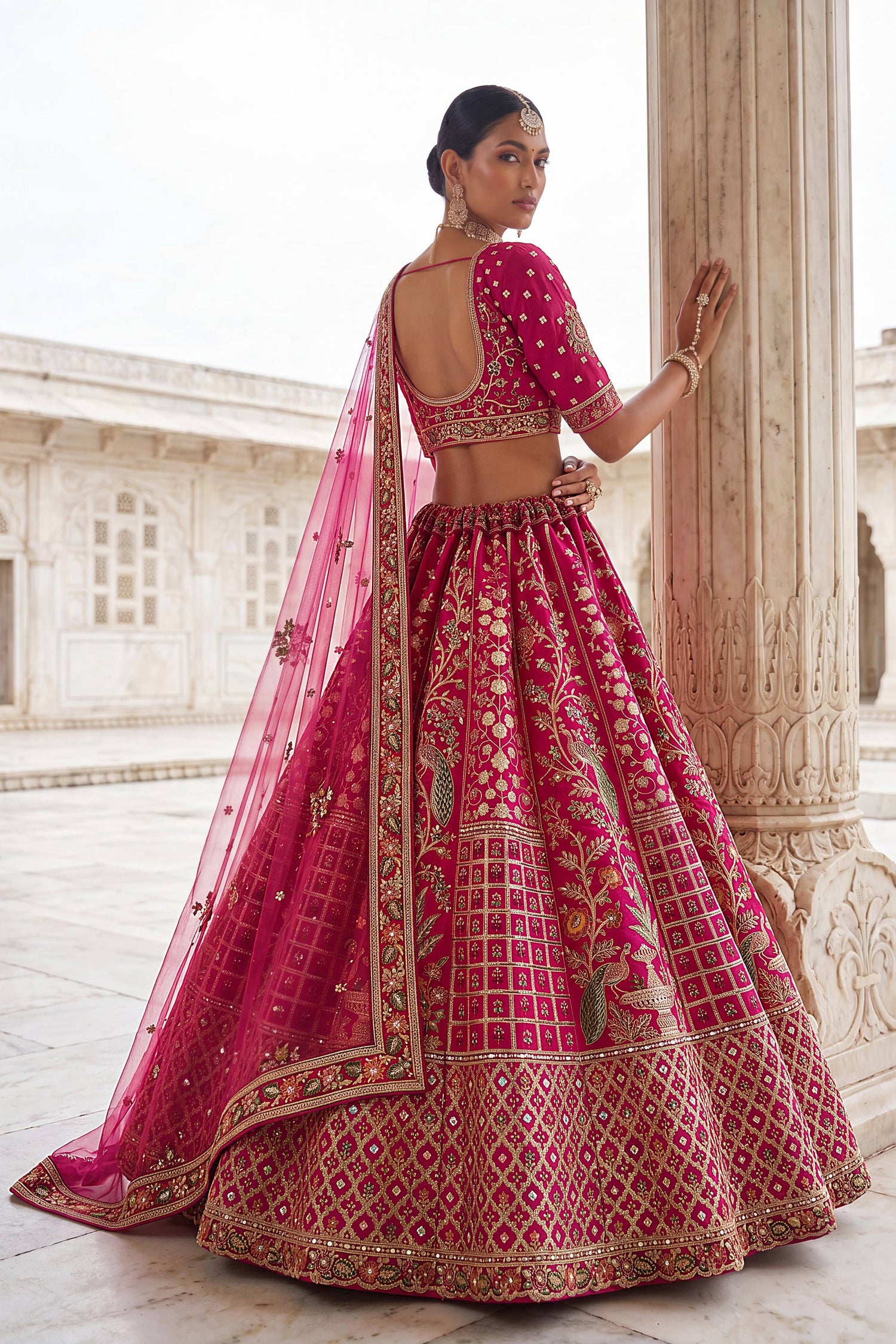 Pure Silk Heavy Embroidered Bridal Lehenga Choli