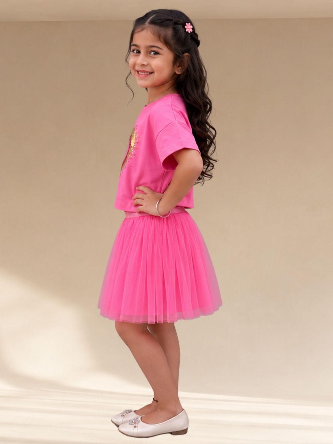 Trendy Girls T-Shirt With Skirt Set