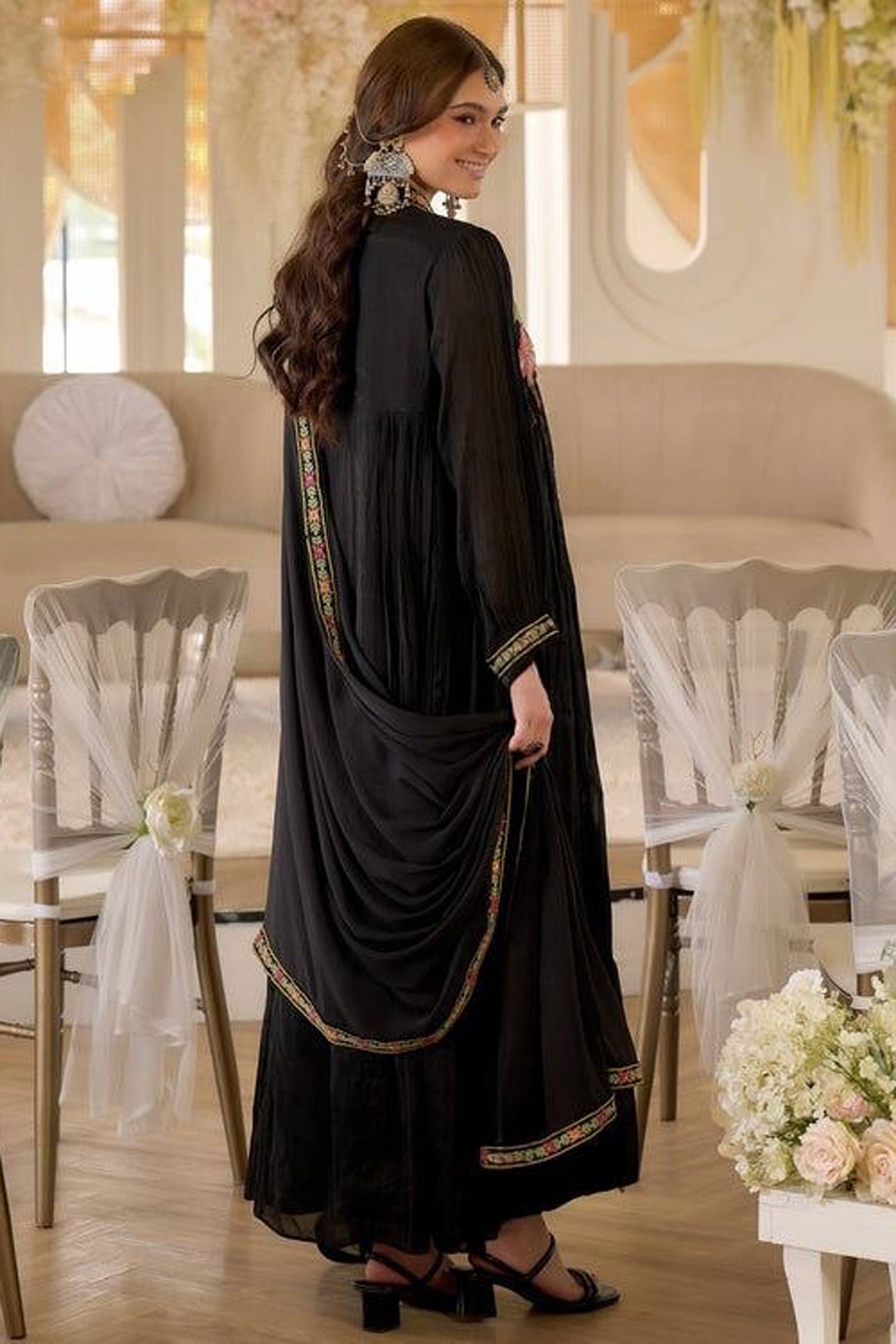 Black Embroidered Readymade Anarkali Salwar Suit