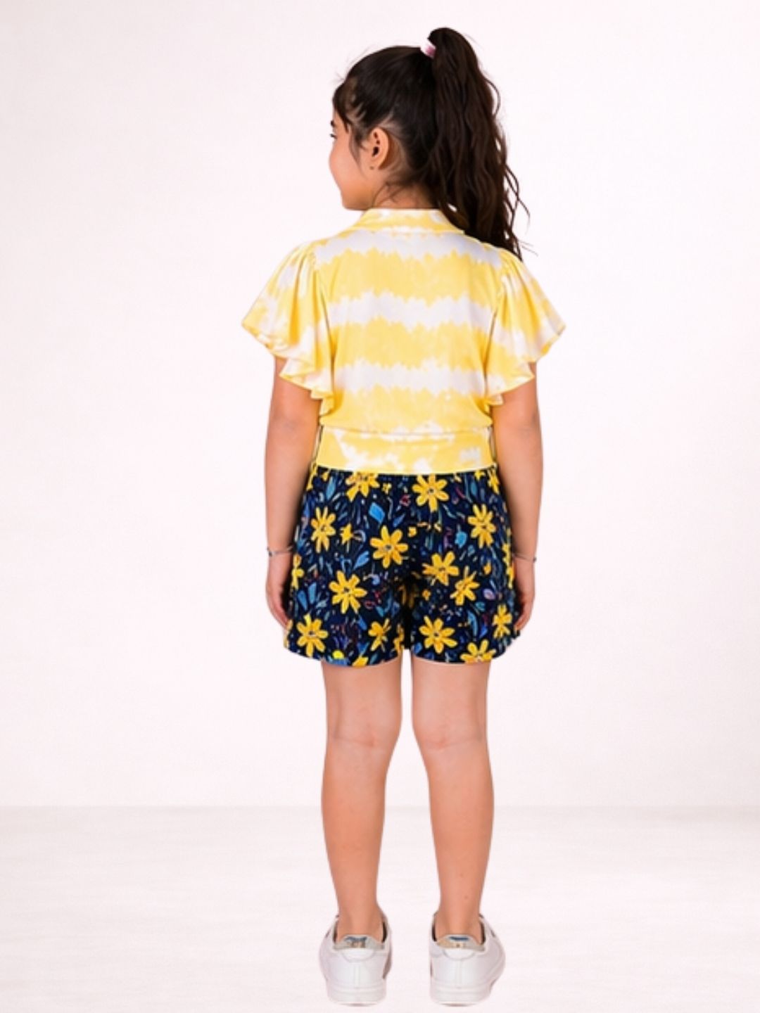 Girls Designer Rayon Top And Shorts Co-Ord Set