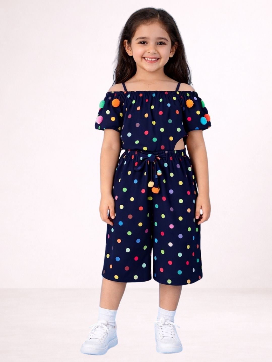 Children Rayon Short Sleeve Print Jumpsuit