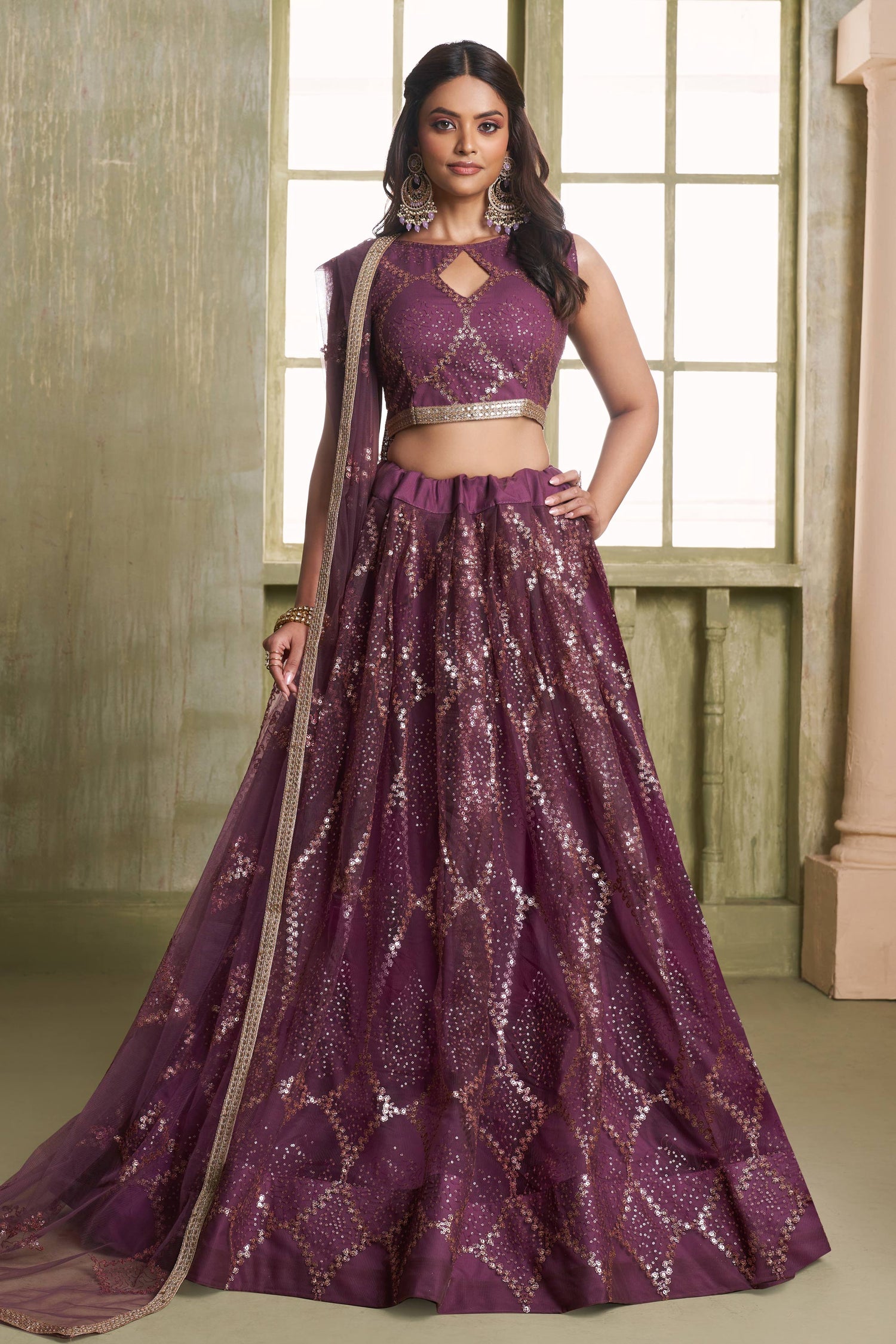 Wine Designer Lehenga Choli