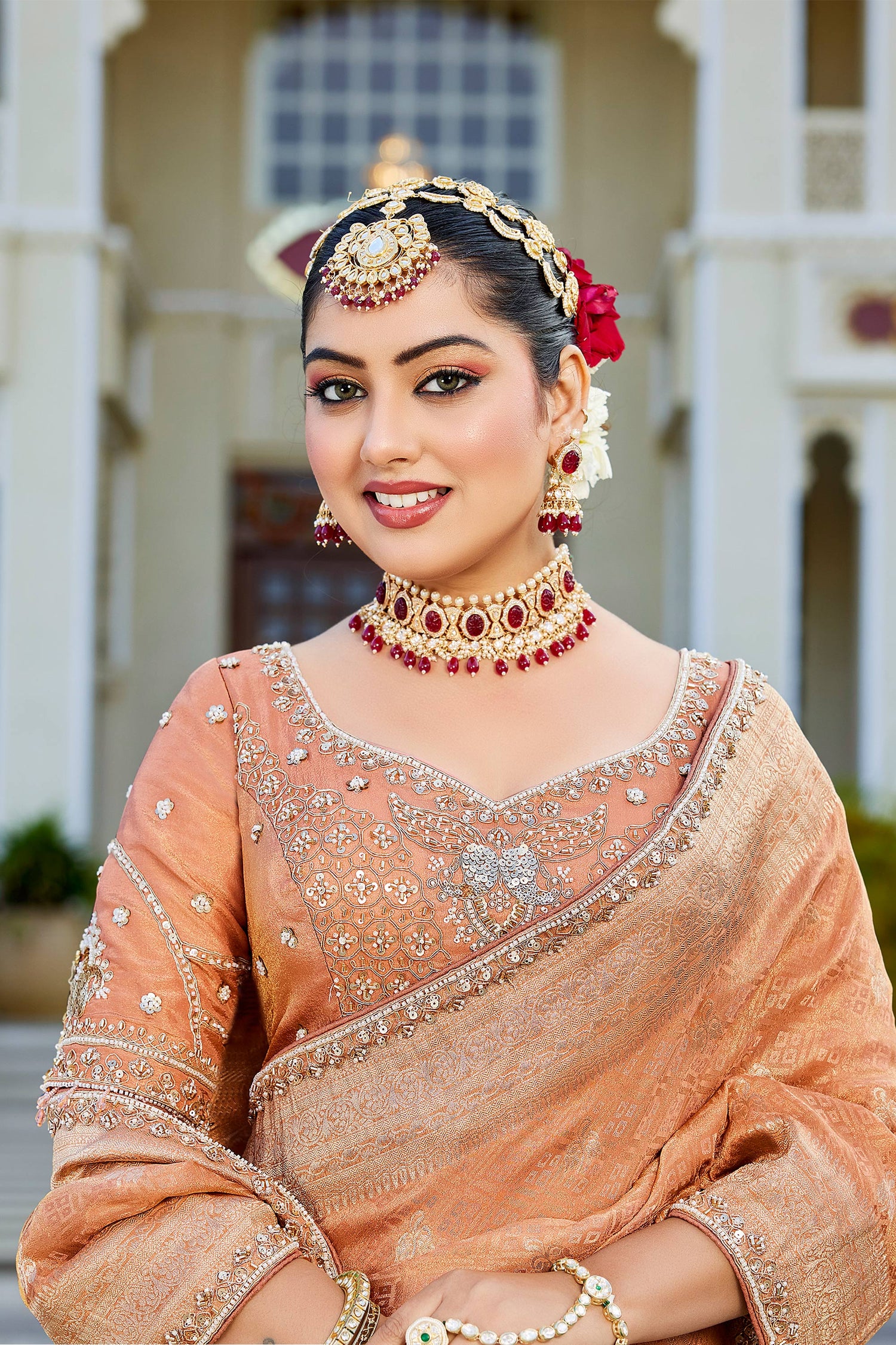 Viscose Tissue Zari Weaving Saree With Readymade Blouse