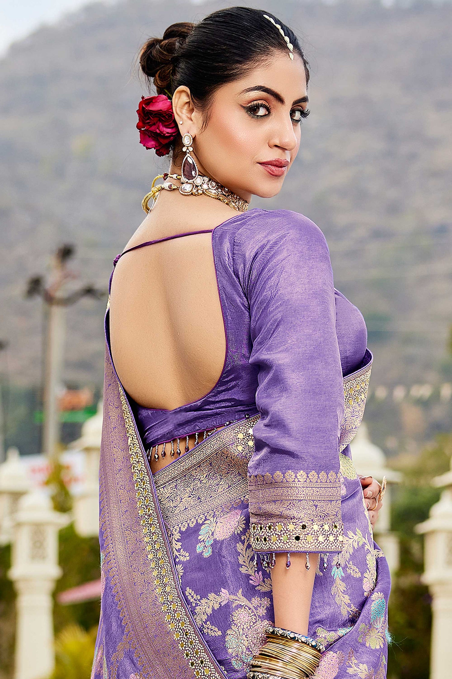 Viscose Silk Wedding Function Zarkan Work Saree