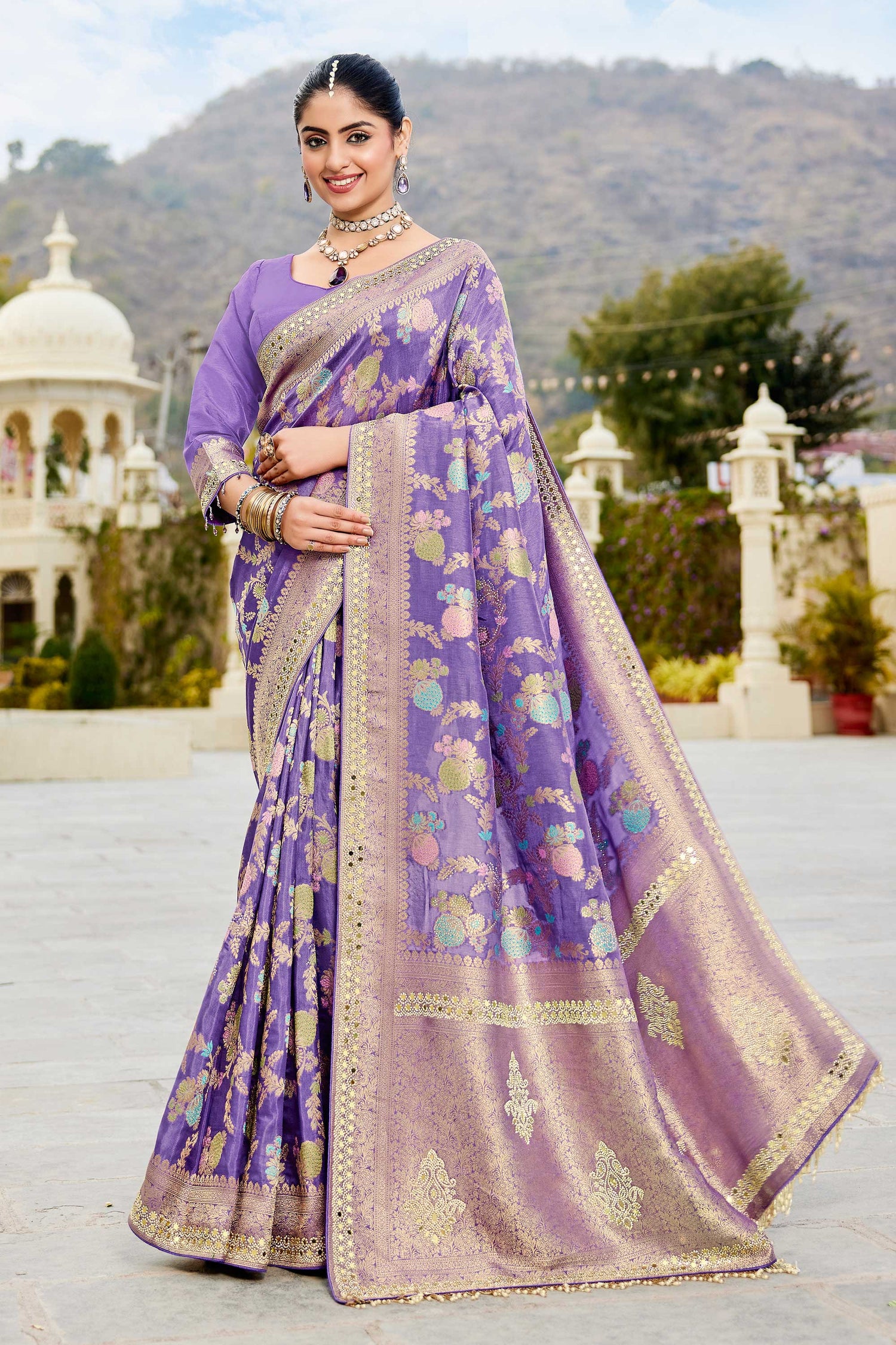 Viscose Silk Wedding Function Zarkan Work Saree