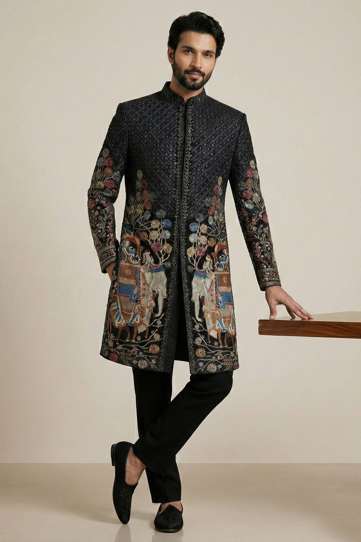 Velvet Wedding Wear Readymade Indo Western Jodhpuri Suit For Men