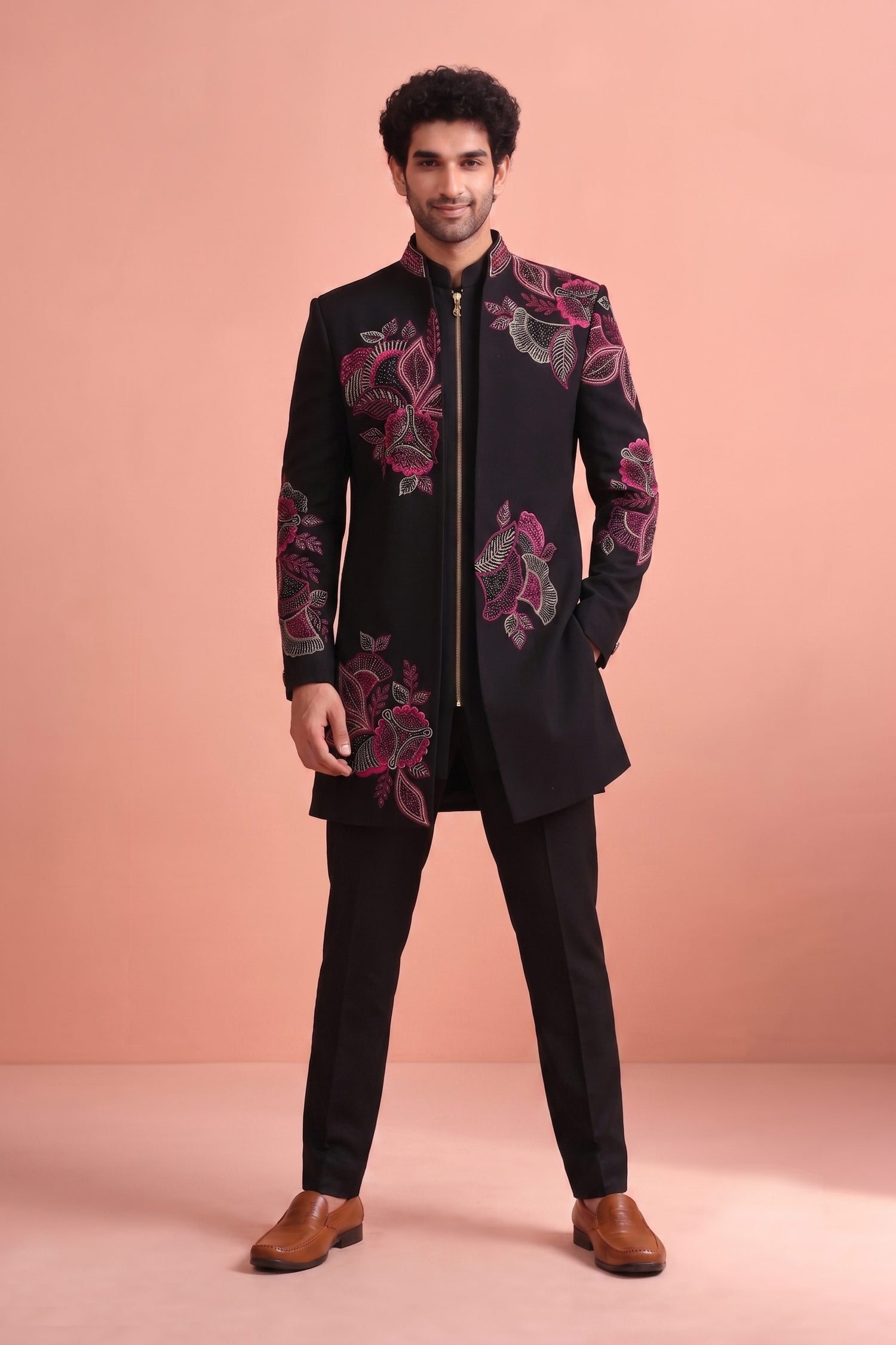 Fancy Fabric Wedding Wear Readymade Indo Western Suit For Men