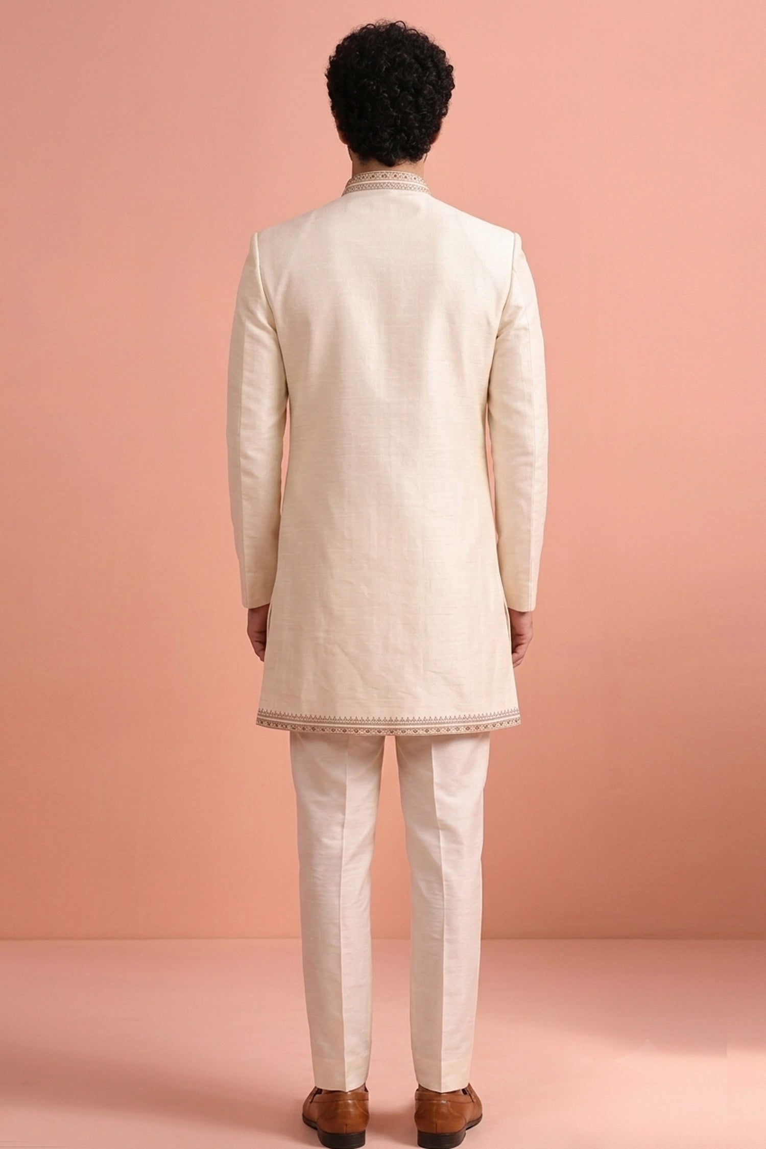 Off White Wedding Function Readymade Men Stylish Indo Western Suit