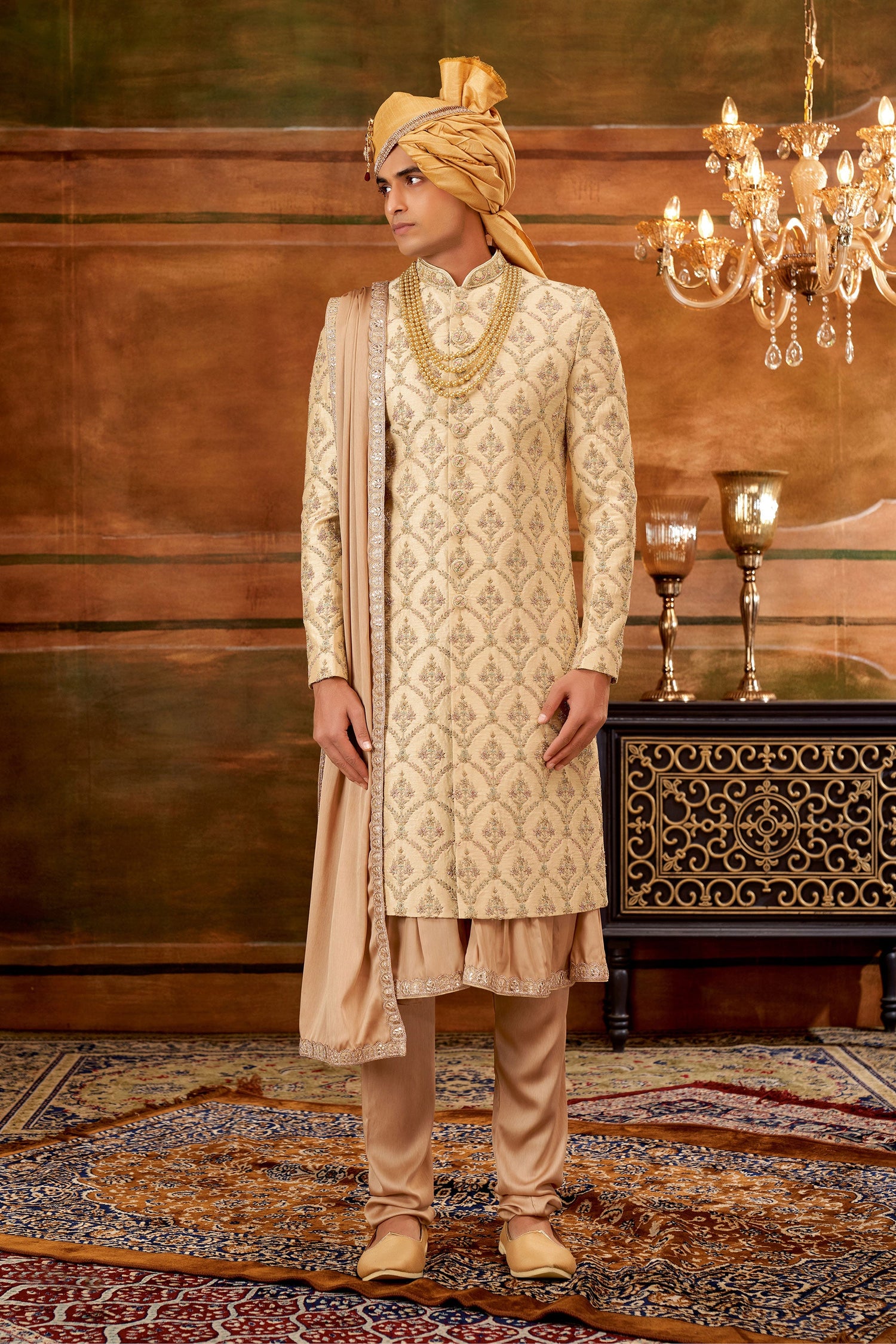 Art Silk Fabric Hand Work Shrewani