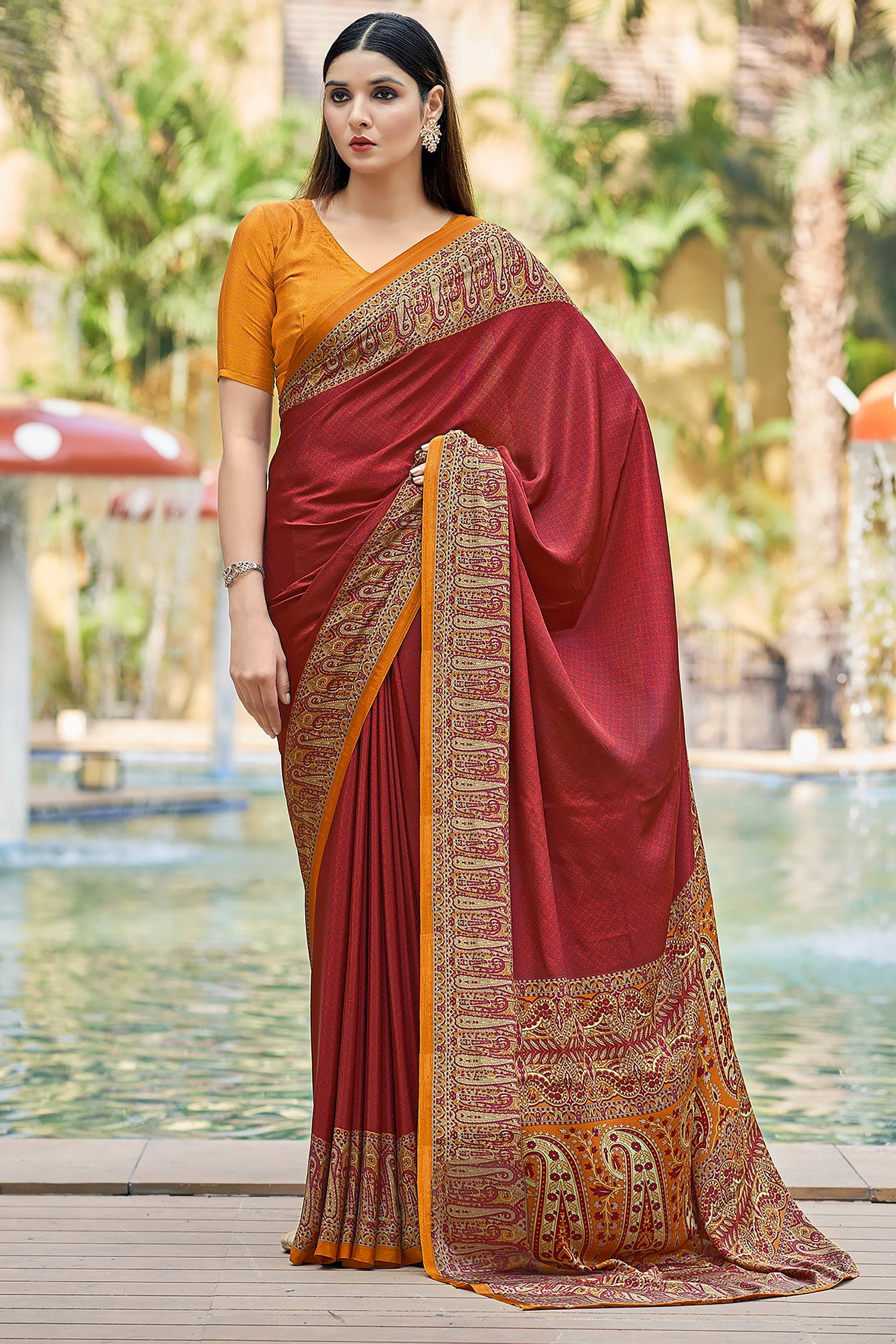 Crepe Silk Printed Ethnic Saree For Women