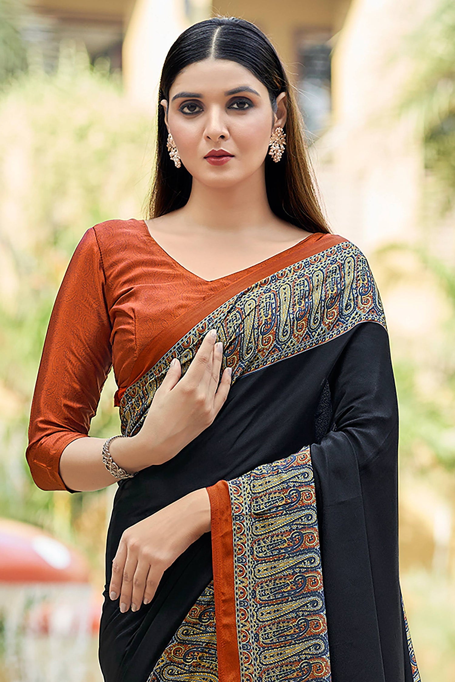 Premium Crepe Silk Black Daily Wear Printed Saree