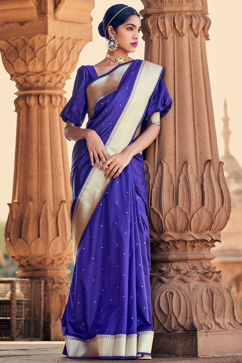 Purple Color Weaving Work Banarasi Silk Saree