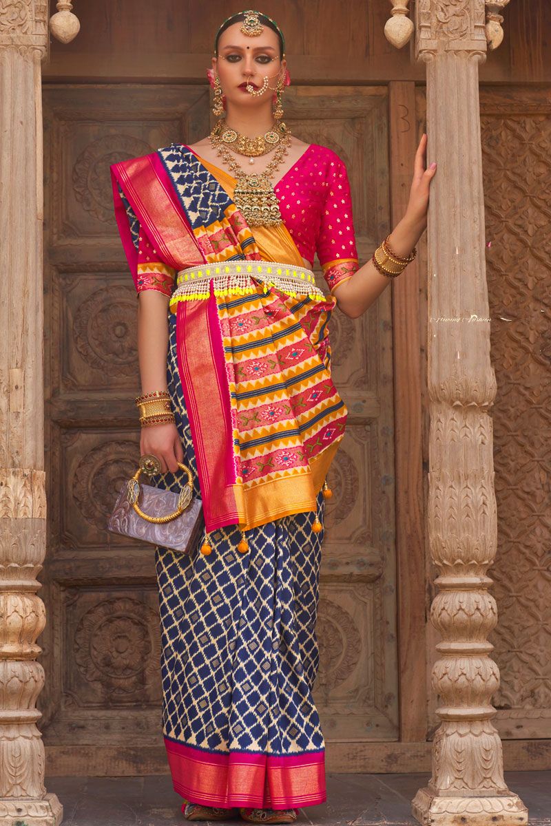 Art Silk Fabric Blue Color Soothing Casual Saree
