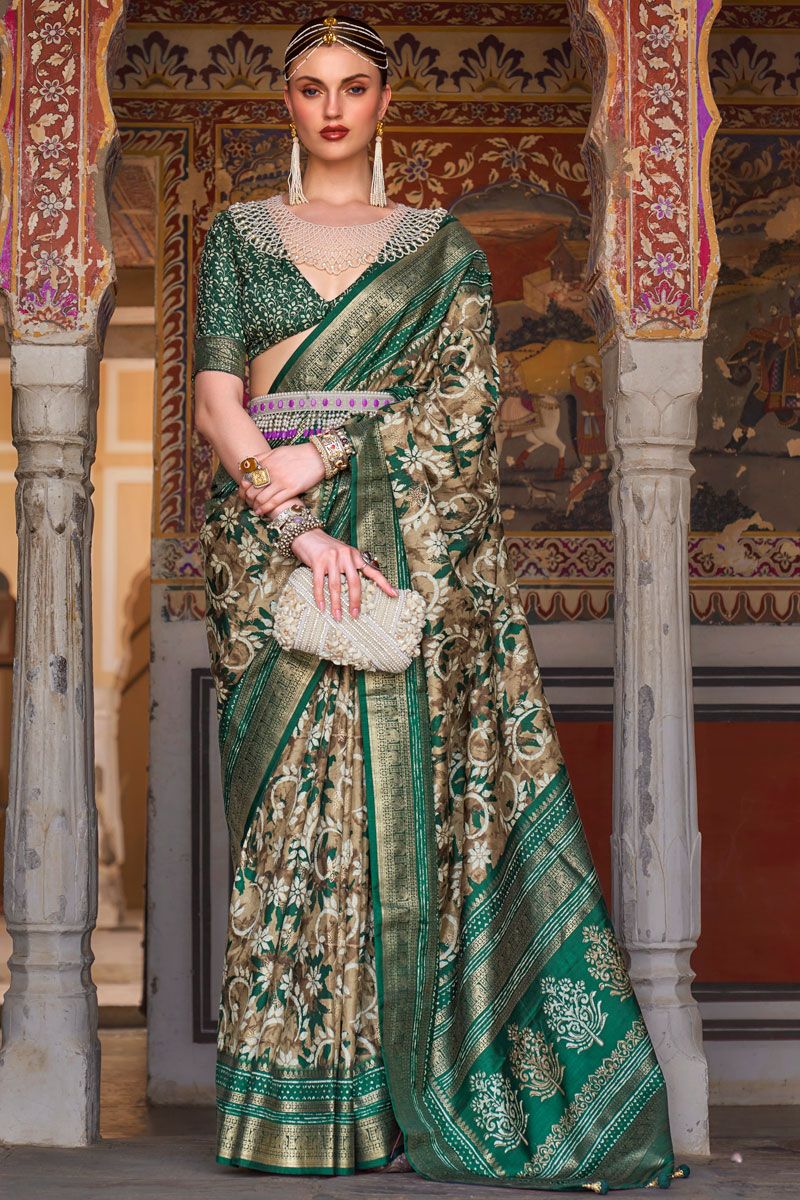 Green Color Art Silk Saree with Rich Weaving Work