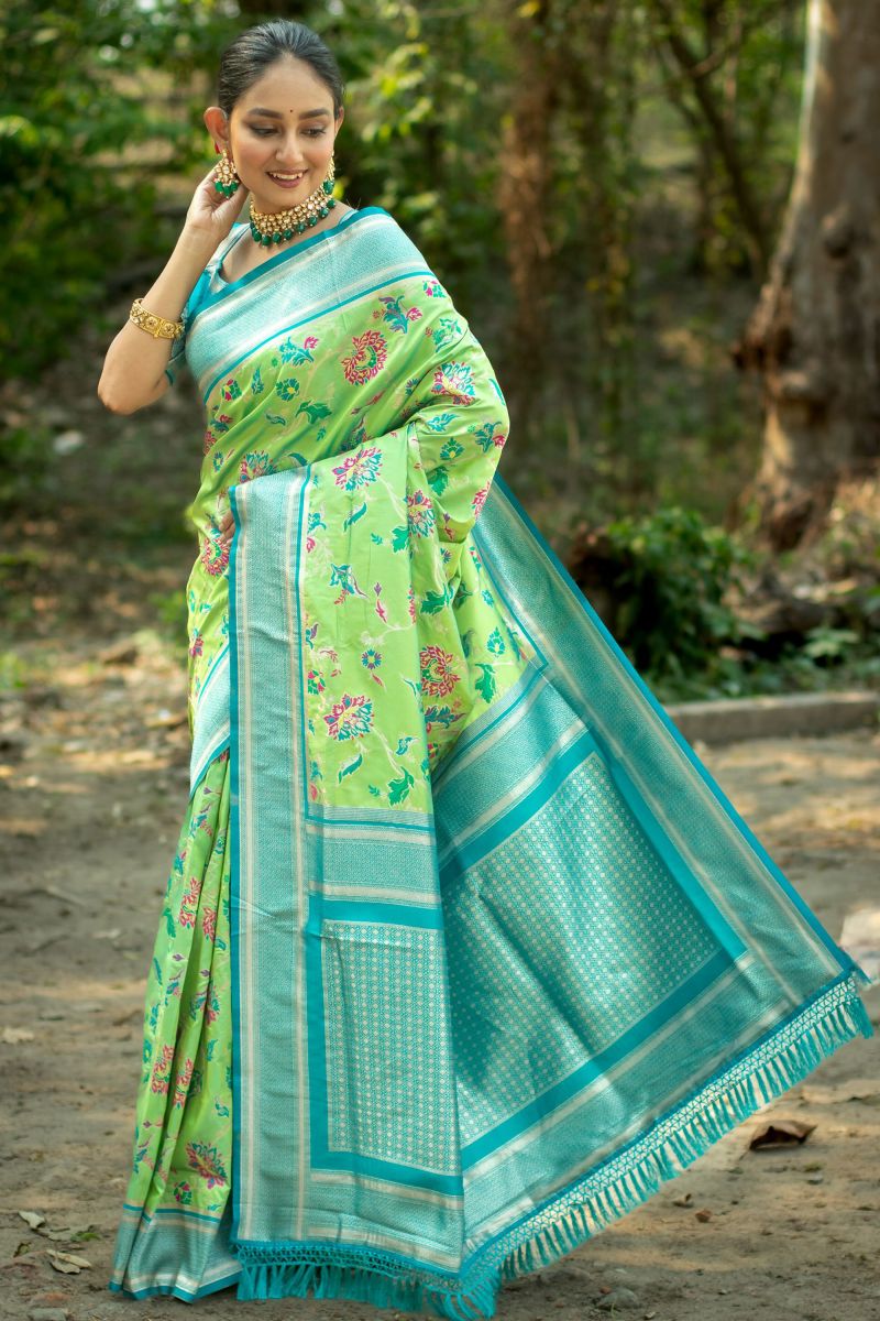 Sea Green Weaving Work Reach Banarasi Silk Function Wear Saree