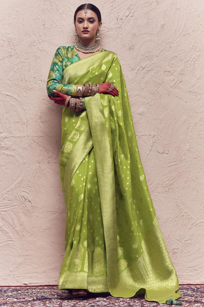 Green Color Art Silk Weaving Work Festive Wear Fancy Saree