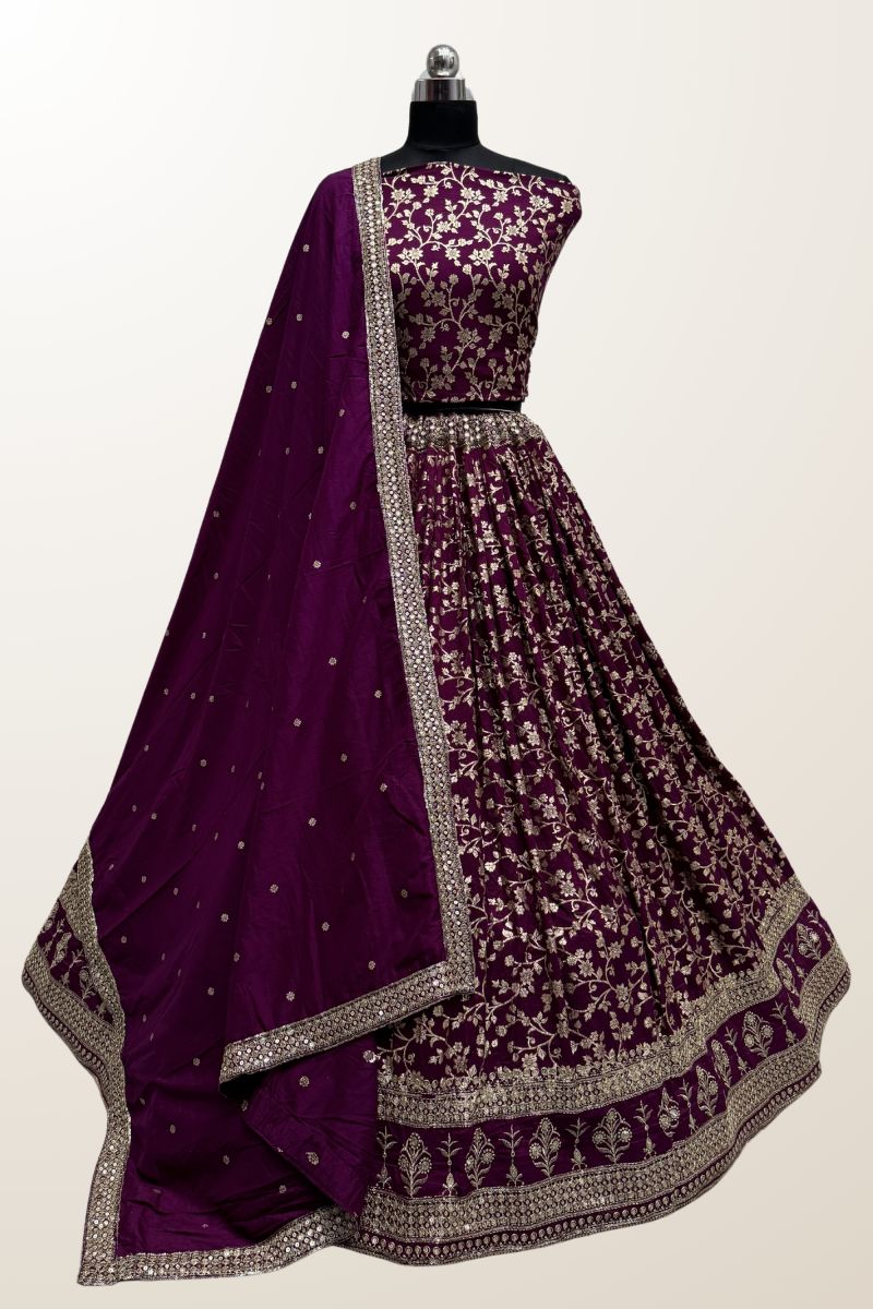 Exclusive Sequins Work On Purple Color Lehenga In Viscose Fabric