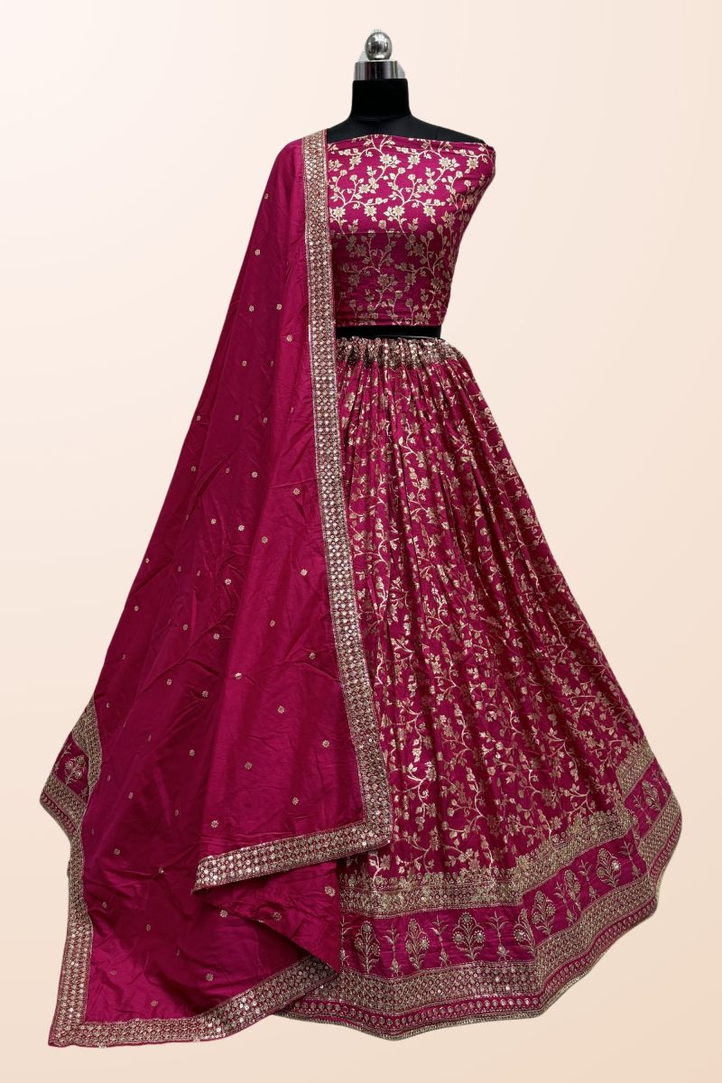 Attractive Viscose Fabric Pink Color Lehenga With Sequins Work