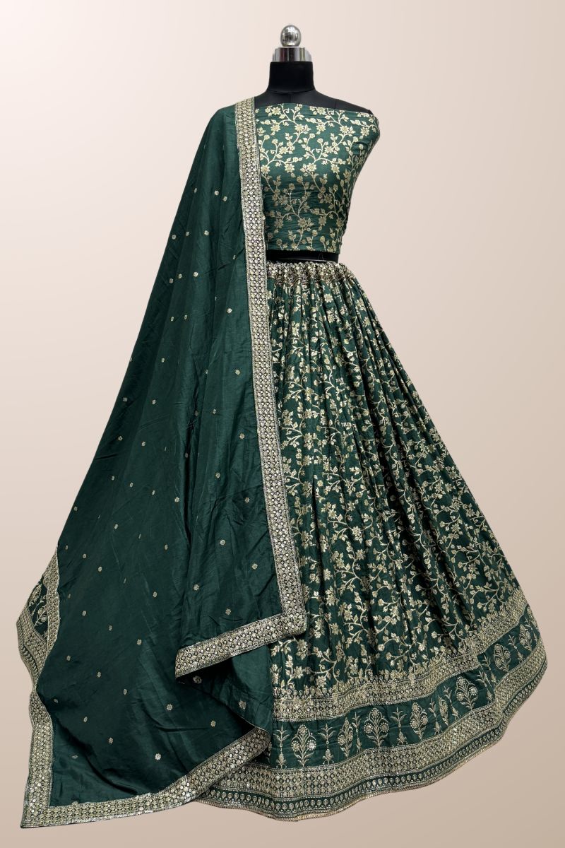 Viscose Fabric Sequins Work On Teal Color Amazing Lehenga