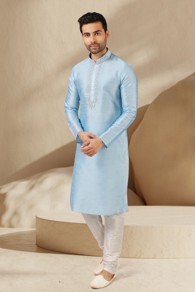 Banarasi Art Silk Reception Wear Readymade Kurta Pyjama For Men