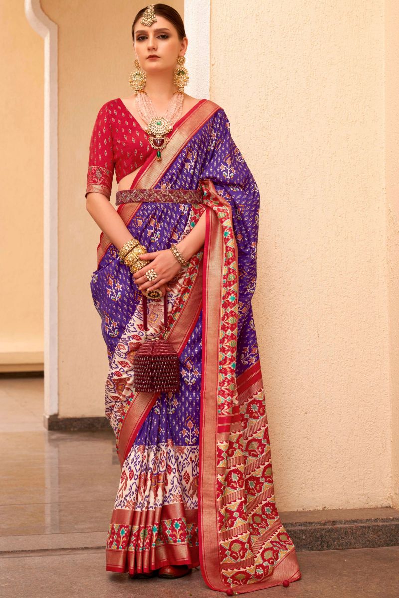 Purple Patola Silk Fancy Printed Saree