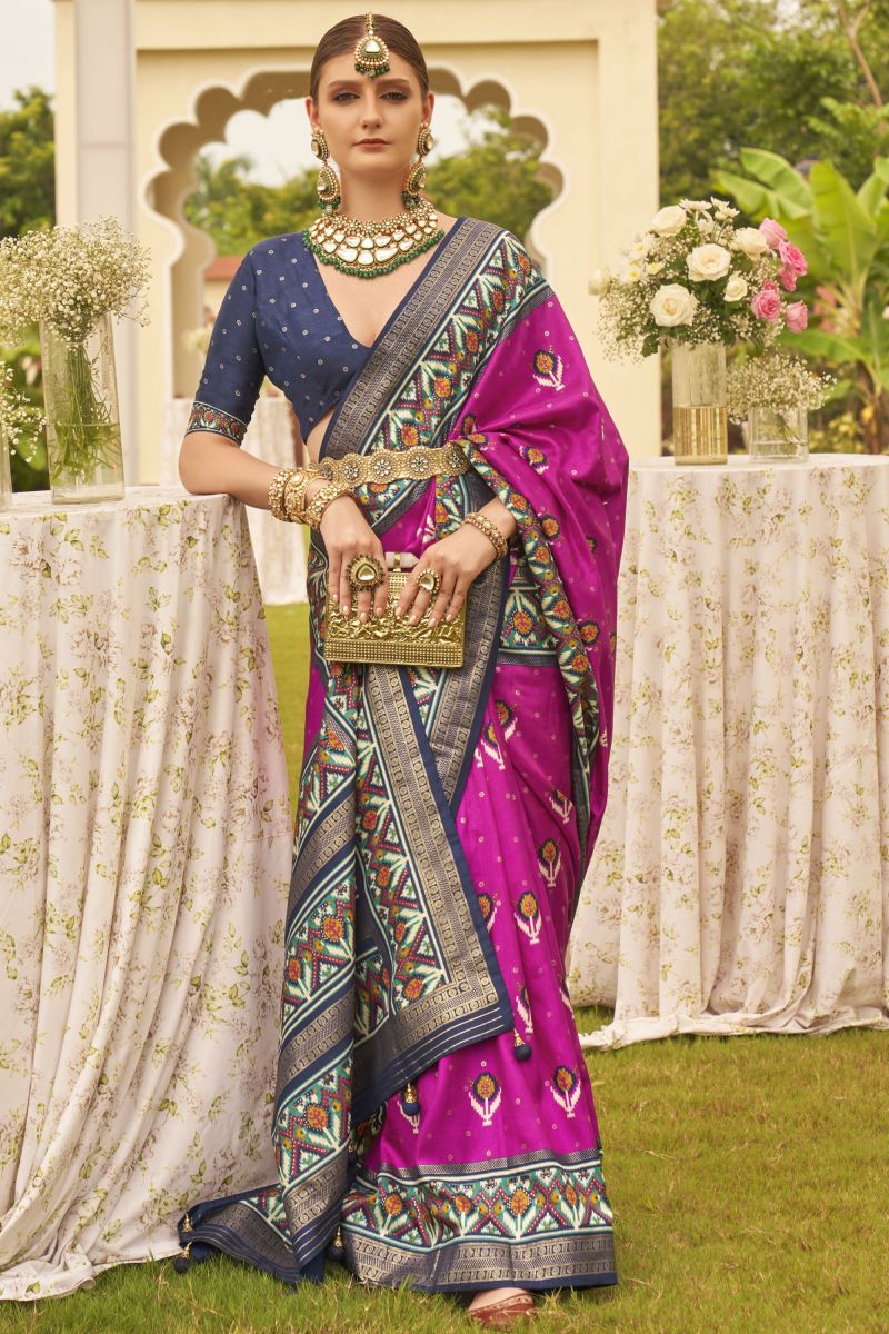 Festive Wear Patola Silk Rani Printed Saree