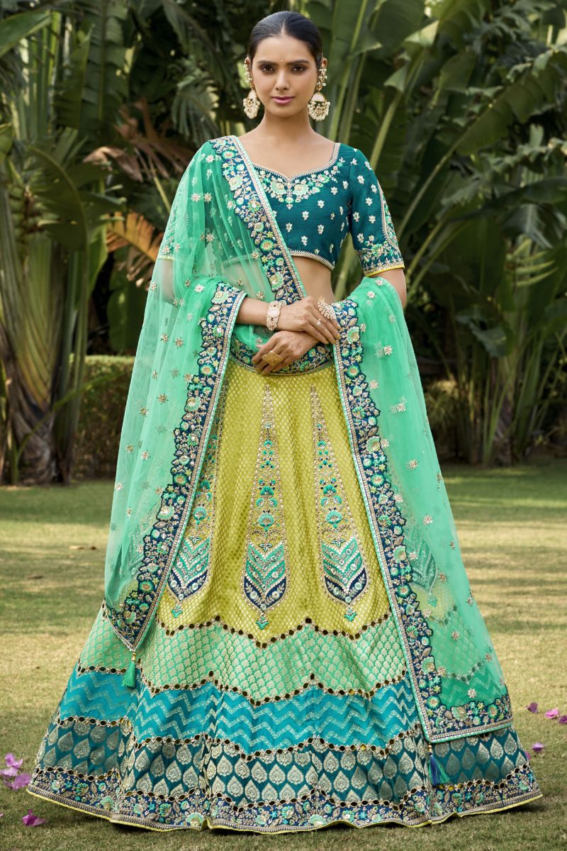 Multi Color Banarasi Silk Special Lehenga With Jacquard Work