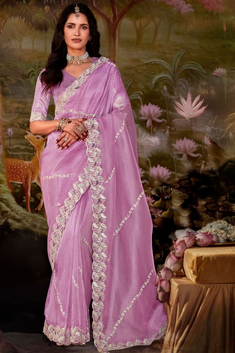 Pink Color Fancy Fabric Saree