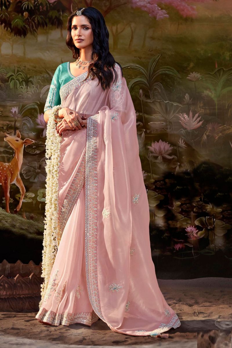 Fancy Fabric Pink Color Saree