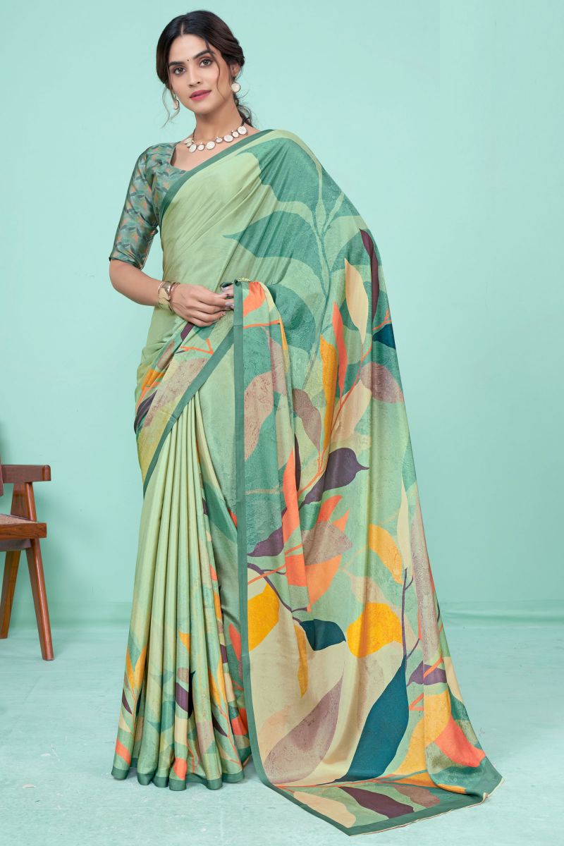 Simple Printed Multi Color Crepe Casual Style Saree
