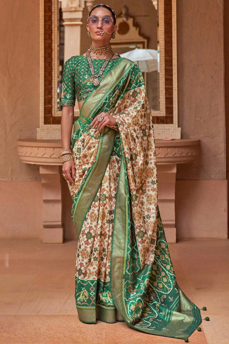 Green Color Patola Silk Engaging Saree In Function Wear 