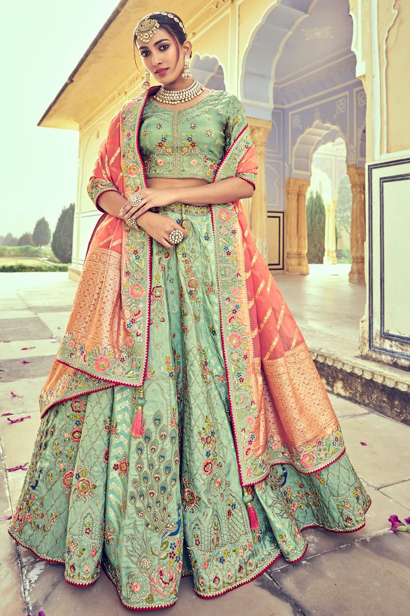 Silk Beads Sea Green Trendy Lehenga Choli