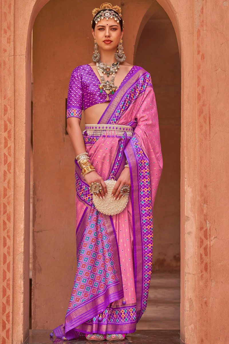 Pink Color Lavish Art Silk Fabric Casual Patola Saree