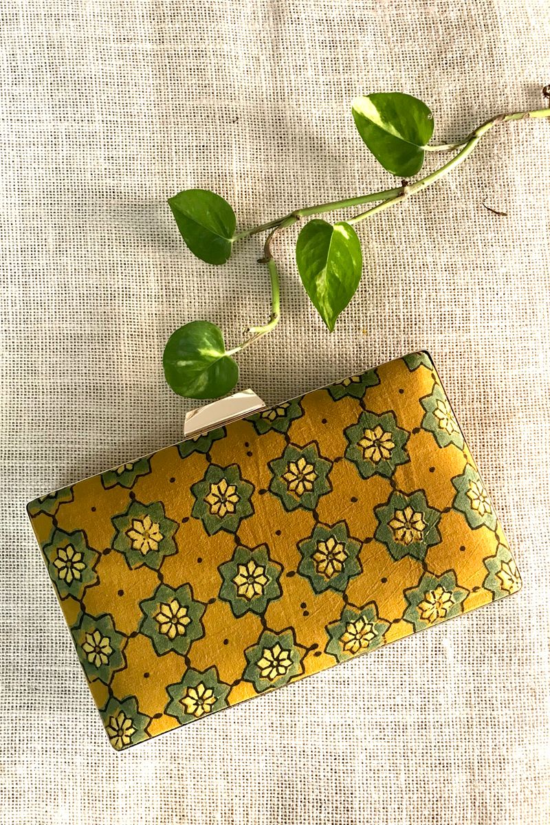 Hand Block Printed Traditional Cotton Ajrakh Note Book Clutch