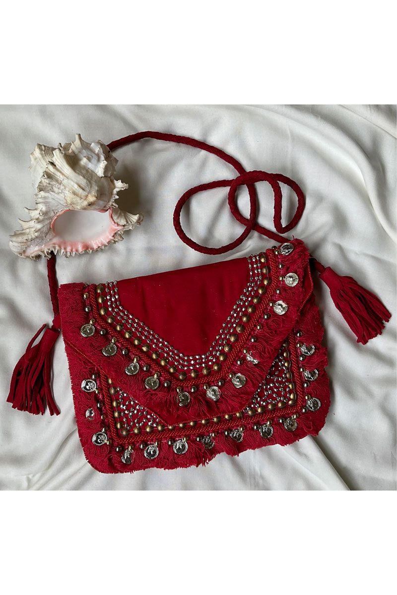 Embrace Boho Vibes With Our Stylish Maroon Jute Bag