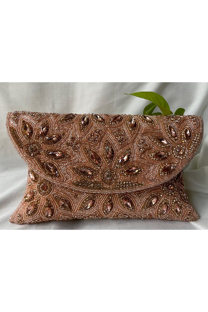 Glam Glimmer Rose Gold High Quality Crystals Clutch