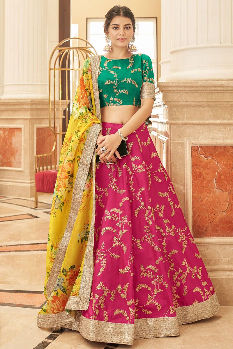 Rani Sangeet Wear Art Silk Fabric Lehenga Choli