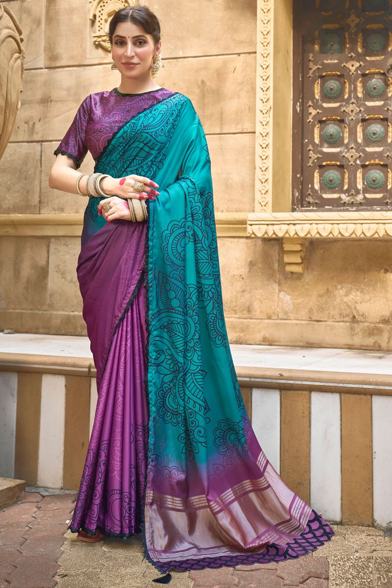 Gajji Silk Fabric Multi Color Patterned Saree With Border Work