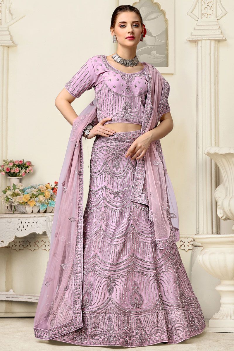 Sangeet Wear Net Pink Color Lehenga Choli