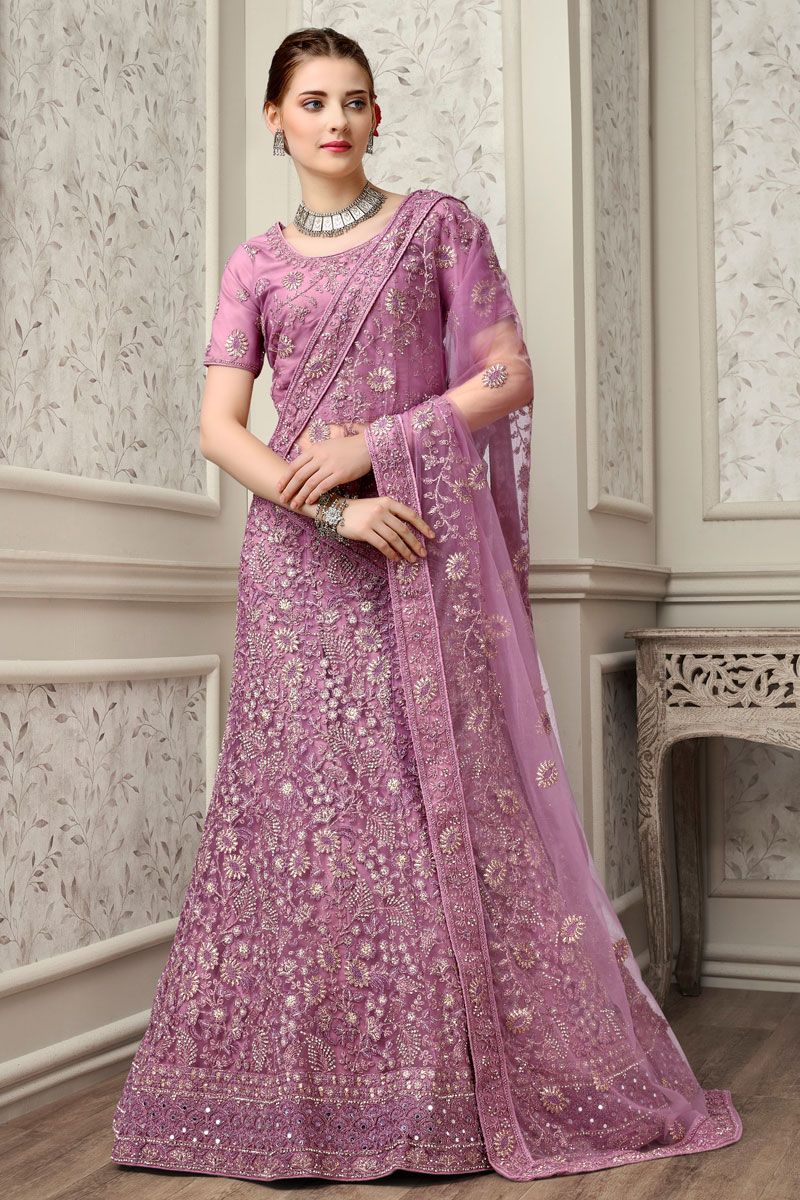 Pink Color Sangeet Wear Net Lehenga Choli