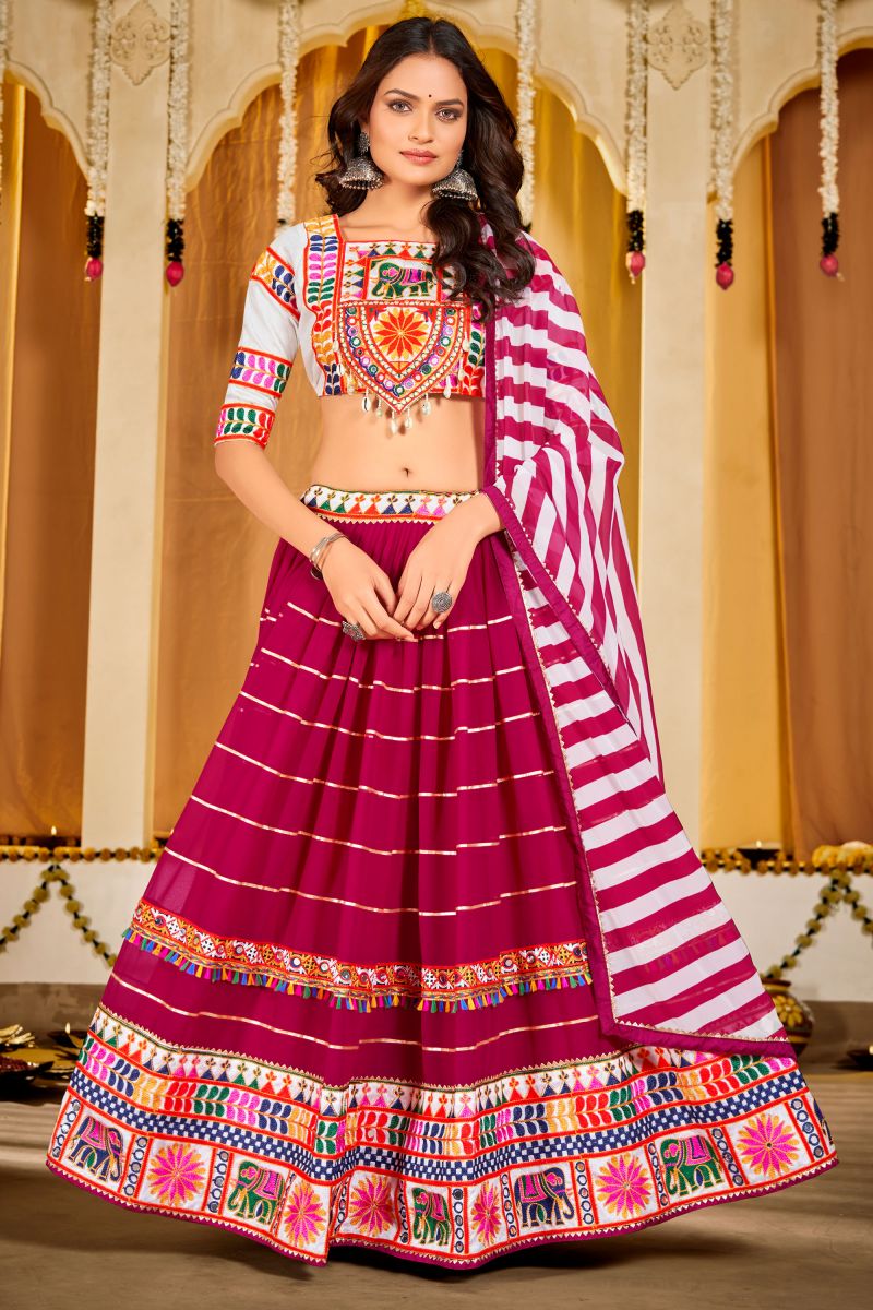 Elegant Pink Color Georgette Fabric Festival Wear Lehenga Choli